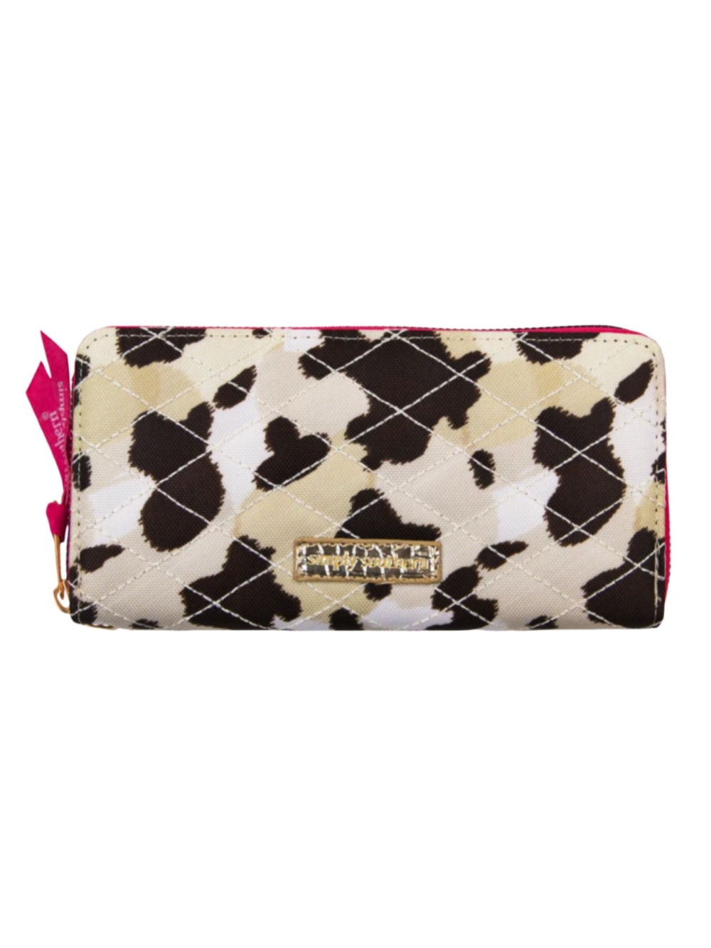 Simply Southern Quilted Animal Print Wallet/ Wristlet, Cream, Brown Tan